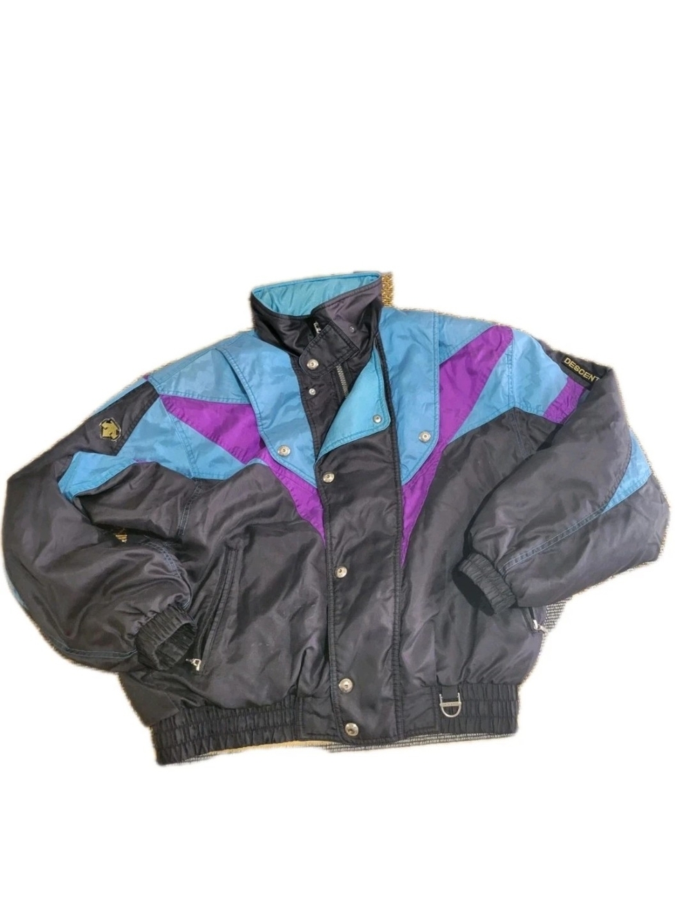 Vtg Descente Ski Jacket Made In Japan 80s 90s Color Block Purple  Black Mens XL